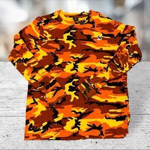 OVO Camouflage Embroidered Owl‎ Patch Long Sleeve Shirt Orange Logo Size Large